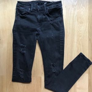 Zara distresses black skinny jeans